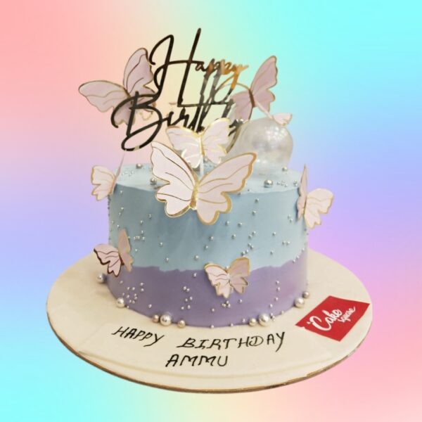 Special Butterfly Birthday Cake 1 Kg. Enchanting 1kg butterfly-themed birthday cake with colorful fondant decorations