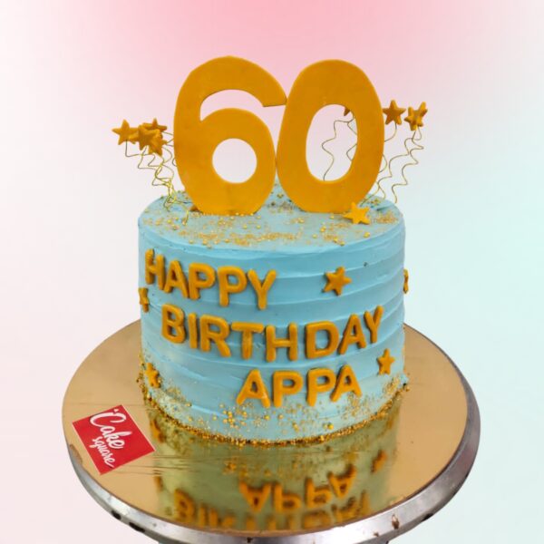 Special Dad's 60th Birthday Cake 2 Kg. Charming 2kg rustic-themed 60th birthday cake for dad with wooden-style decor