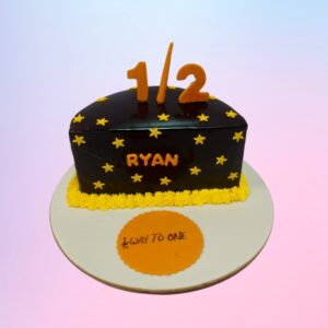 "Star Half Birthday Cake 1 Kg with shining star decorations, perfect for a bright and fun half-birthday celebration."