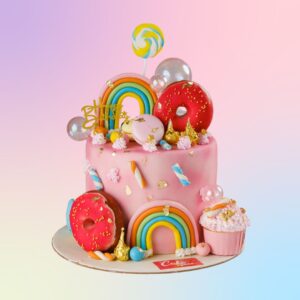 "Sugar Donut Birthday Cakes 2 Kg. Creative 2kg birthday cake designed to look like a giant sugar-coated donut"