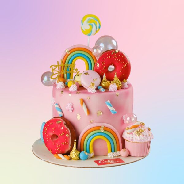 "Sugar Donut Birthday Cakes 2 Kg. Creative 2kg birthday cake designed to look like a giant sugar-coated donut"