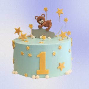 Teddy Theme 1 Kg Kids Half Birthday Cake for kids, featuring adorable teddy bear decorations and a cute design, perfect for a half birthday celebration.