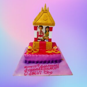 "Traditional Parents 25th Anniversary 3 Kg Cake in butterscotch flavor, featuring classic design for a milestone celebration."