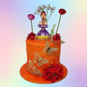 Ultimate Natural Beauty Girls Birthday Cake 2 Kg. Rustic-style cake decorated with edible flowers and nature-inspired elements for a girl's birthday