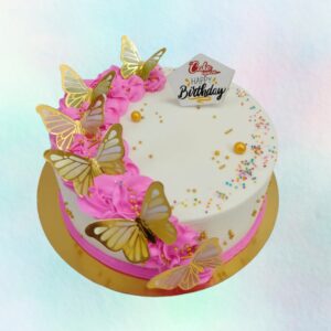 Vanilla Butterfly Birthday Cake 1 Kg. Delightful 1 kg vanilla cake decorated with colorful fondant butterflies