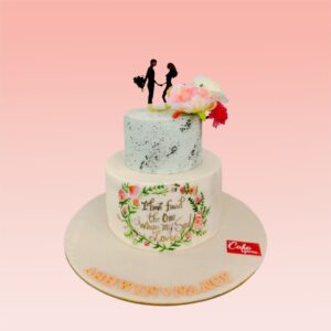 "White Beautiful 5 Kg Engagement-Anniversary Cake in vanilla flavour, featuring a classic and elegant design for a grand celebration."