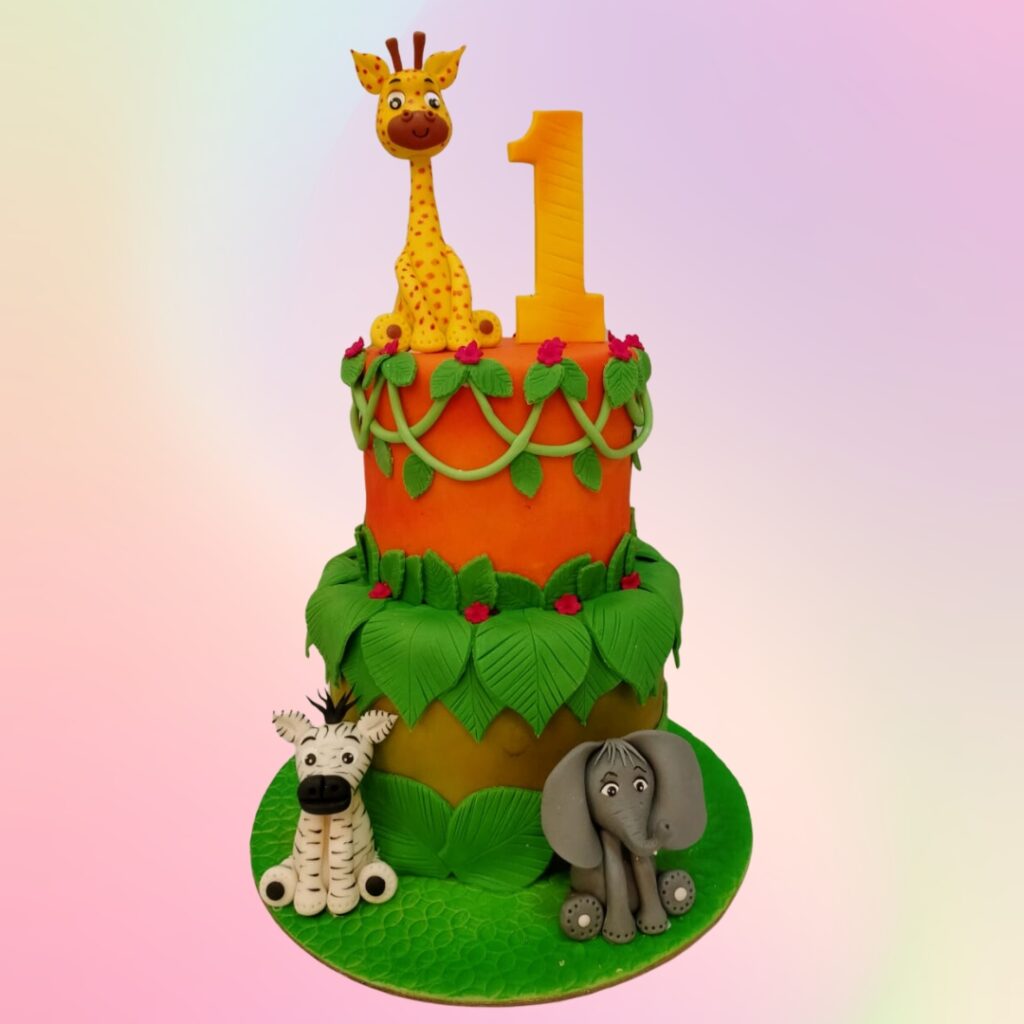 Colourful Animals First Birthday Cake 44 - Cake Square Chennai | Cake