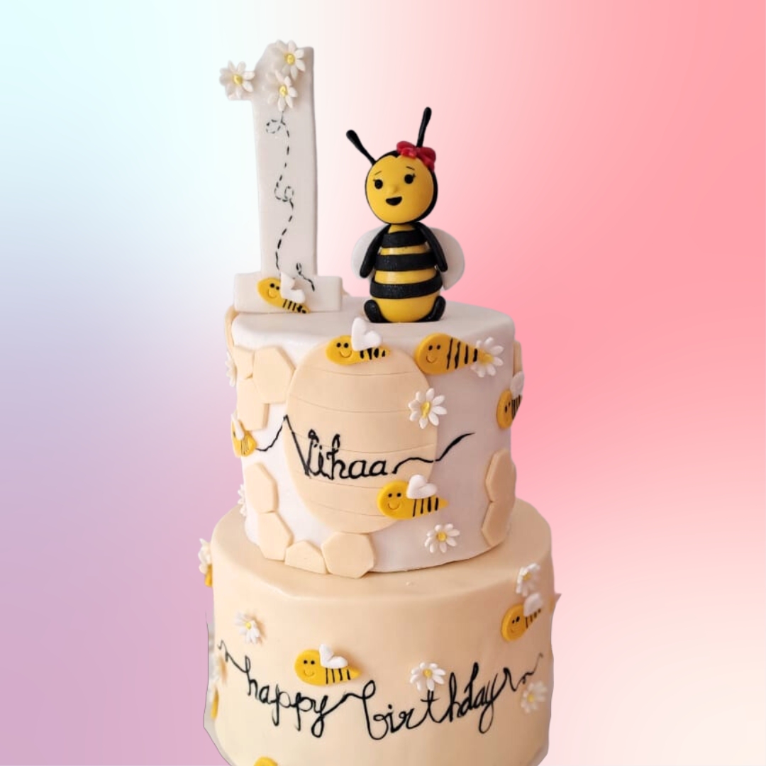 honey bee theme cake