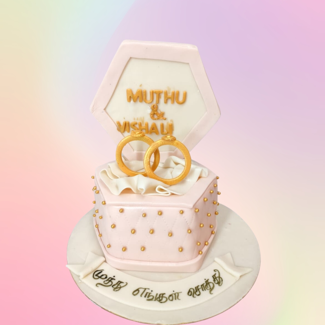 Ring Ceremony Theme Designer Cake - Avon Bakers