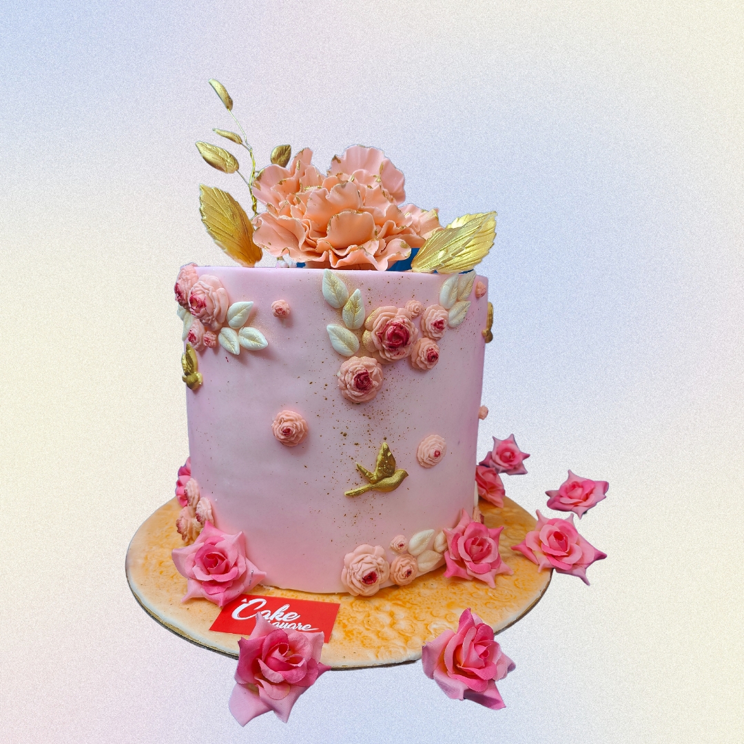 Buy Romantic Flowers Edible Cake Wrap or Gold Happy Birthday Cake Topper  Online in India - Etsy