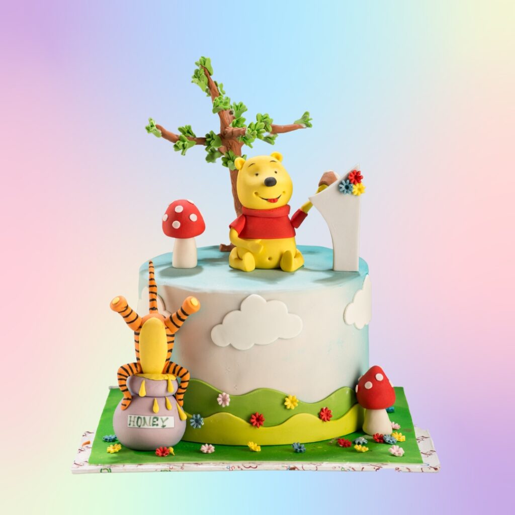 Winnie The Pooh Theme First Birthday Cake for Kids | Eggless Cake Shop ...