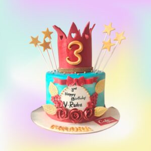 Amazing Crown Themed second Birthday Cake 1 kg. Elegant gold and white crown-shaped second birthday cake