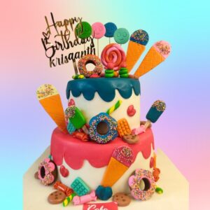 "A Best Colourful Icecream Theme Kids First Birthday Cake 4 Kg, from Cake Square Chennai, ideal for celebrating a special milestone."