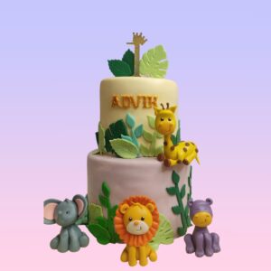 Best Pretty Little Animals Kids First Birthday Cake 3 kg. Large first birthday cake decorated with cute baby animal figures