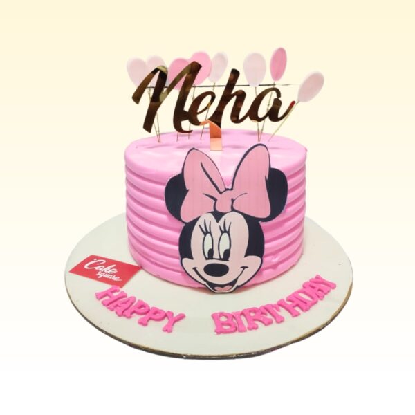 Dazzling Minnie Girls Birthday Cake 1 Kg. A sparkling Minnie Mouse-themed cake, perfect for a little girl's birthday.