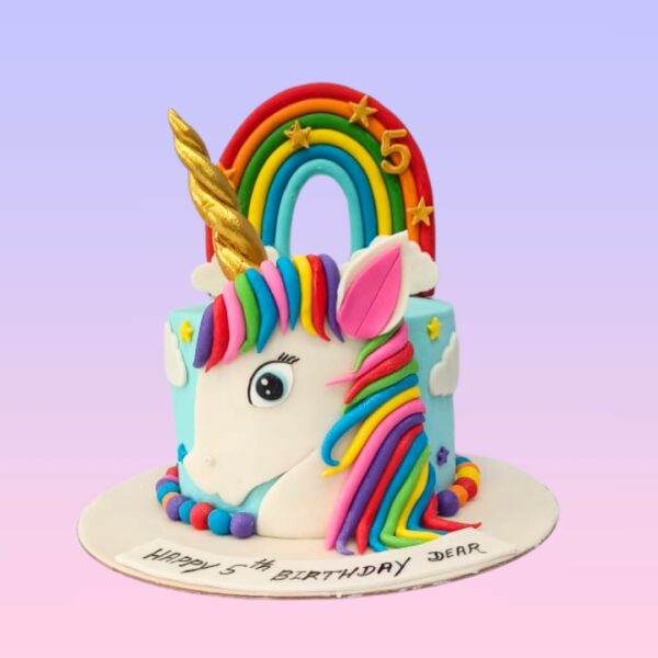 Delightful Unicorn Girls Birthday Cake 2 Kg. A magical unicorn-themed cake, perfect for a little girl's birthday.