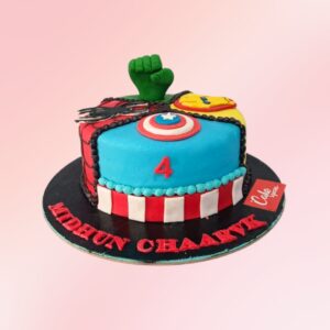 "A Famous Famous Avengers Theme Kids Birthday Cake 1 Kg, from Cake Square Chennai, featuring beloved superhero characters."