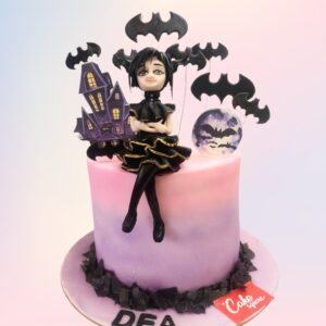 "A Vampire Wednesday Kids Birthday Cake 1 Kg, from Cake Square Chennai, perfect for fans of spooky and mysterious themes."