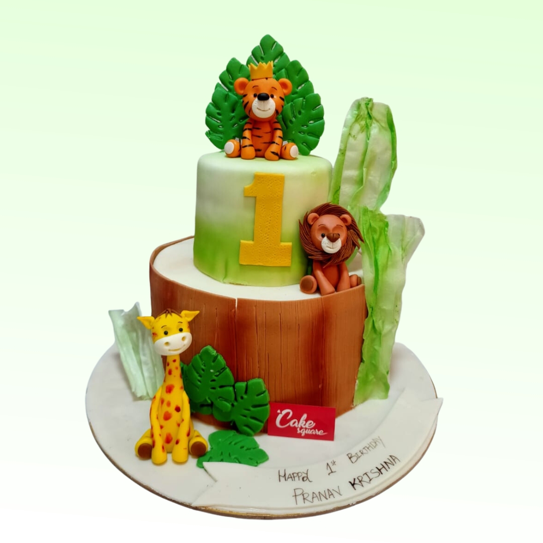 forest full of animals 04 kids first birthday cakes