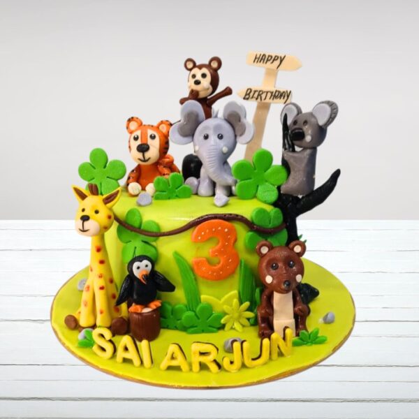 "An Adventurous Animals Theme Birthday Cake 2 Kg from Cake Square Chennai, perfect for kids who love animals."