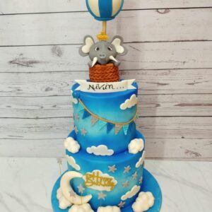 Amazing Elephant Theme First Birthday Cake 3 Kg, featuring cute elephant decorations and a playful design, perfect for a fun and charming celebration.