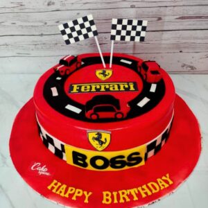 Amazing Ferrari Race Car Birthday Cake 1 kg. Sleek 1kg Ferrari-inspired race car birthday cake with iconic red design