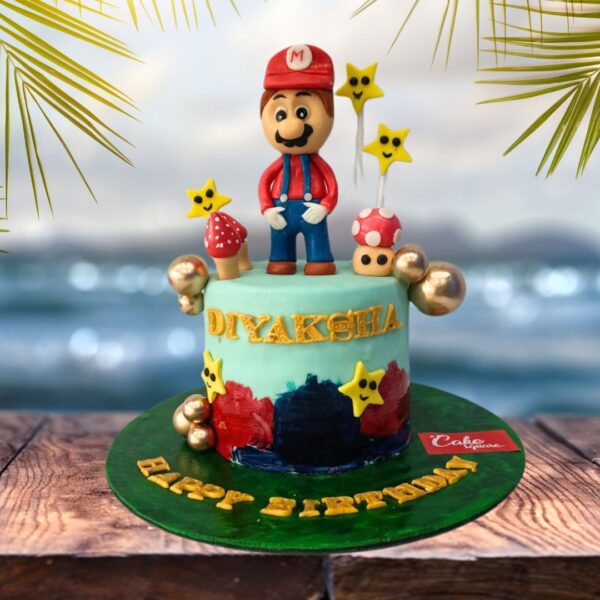 . Amazing Super Mario theme birthday cake 2 KgNostalgic 2kg Super Mario themed birthday cake with game level design and characters