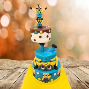 Amazing Upside down minion anti gravity cake 5 kg. Spectacular 5kg upside-down Minion cake with gravity-defying elements