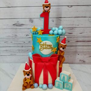 Beautiful Teddy First Birthday Cake 3 Kg featuring adorable teddy bear decorations and a charming design, perfect for a sweet celebration.