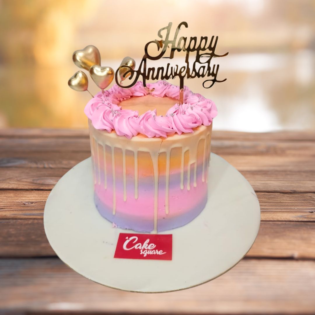 "Best Peach Colour Anniversary Theme 2 Kg Butterscotch Cake, featuring a beautiful peach design perfect for anniversary celebrations."