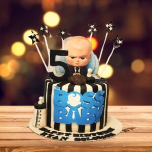 "Big Boss Baby Kids Birthday Cake 1 Kg featuring Big Boss Baby decorations, ideal for a fun and memorable birthday celebration."