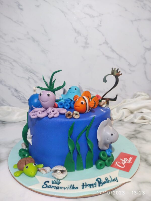 "A Brave Kids Nemo Birthday Cake 1 Kg, from Cake Square Chennai, perfect for fans of underwater adventures."