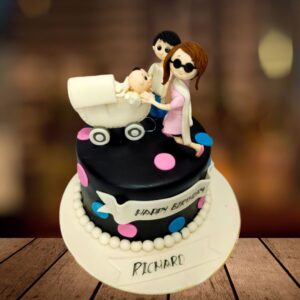 "A Cool Couple with baby birthday cake 1 Kg from Cake Square Chennai, ideal for celebrating family milestones."