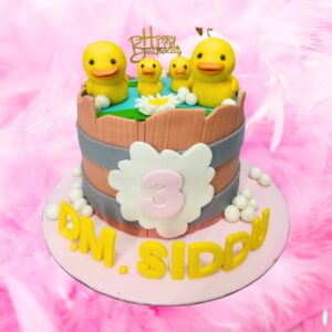 "Duck Birthday Cake for Kids 1 Kg featuring cute duck decorations, perfect for a charming and playful birthday celebration."