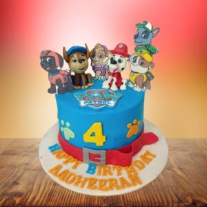 "PAW Patrol Kids Birthday Cake 1 Kg with vibrant PAW Patrol decorations, perfect for a fun and adventurous birthday celebration."