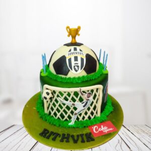 Superb Football Cup theme kids birthday cake 2kg. Impressive 2kg football cup-shaped birthday cake with realistic trophy design