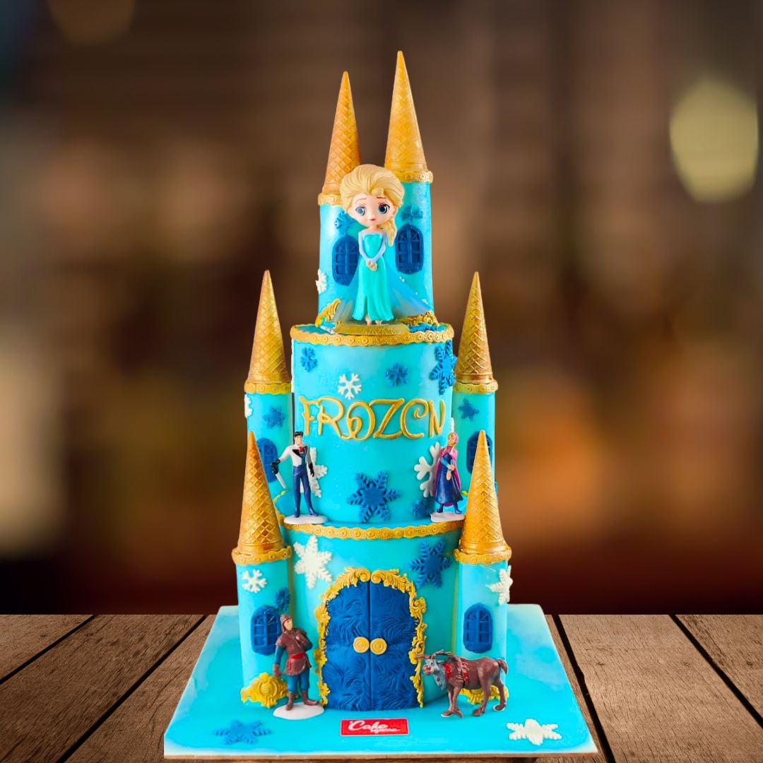 Frozen Castle Girls First Birthday Cake 6 Kg. A majestic Frozen castle-themed birthday cake.