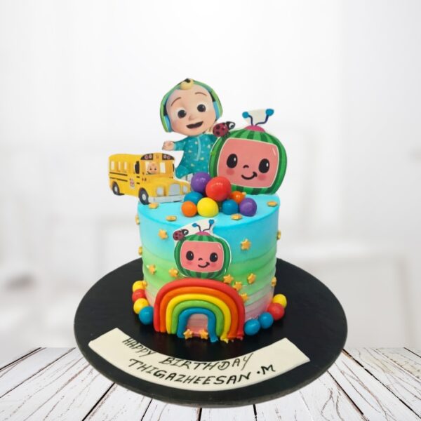 Awesome Cocomelon Theme Chocolate Birthday Cake 1 kg featuring JJ and friends