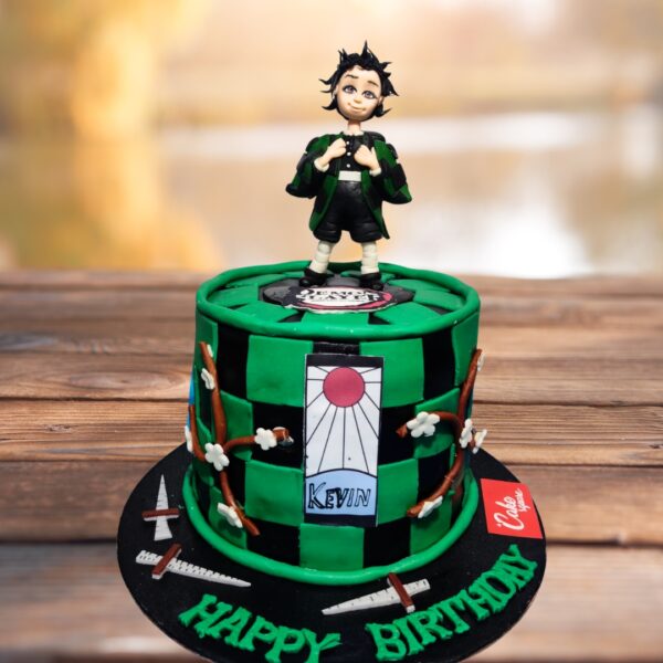 Best Demon Slayer Theme Boys Birthday Cake 2 kg featuring iconic character designs, katana details, and vibrant anime-inspired decorations