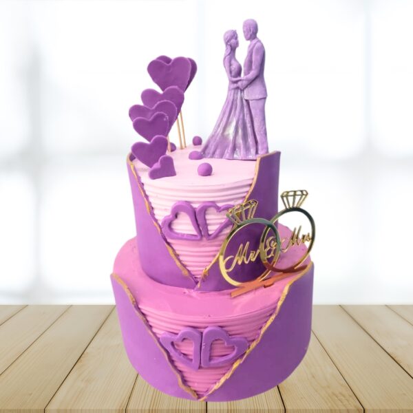 "Purple 2-Tier Anniversary Cake 4 Kg, featuring a sophisticated purple design perfect for a luxurious celebration."