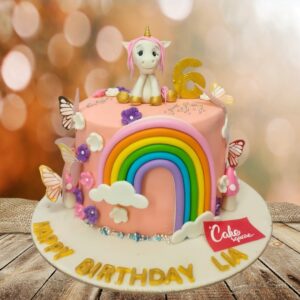 "Amazing Unicorn Birthday Cake 2 Kg. Large two-tiered unicorn birthday cake with personalized decorations"