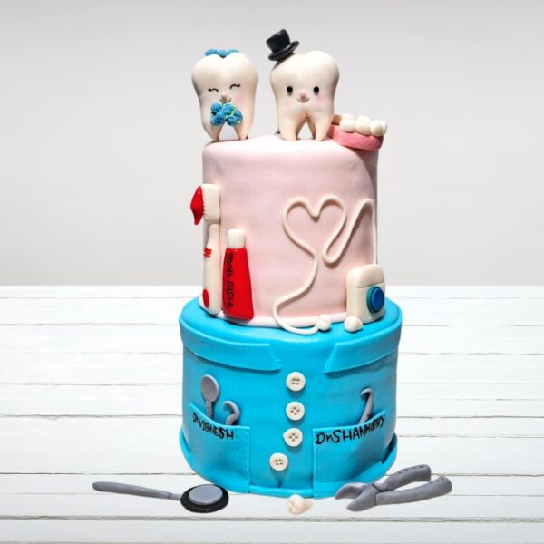 "A Awesome Darling Dentist Wedding Cake 5 Kg, from Cake Square Chennai, perfect for dental professionals celebrating their special day."