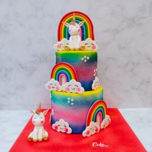 Customised Unicorn First Birthday Cake 5 Kg. A magical and personalized unicorn-themed birthday cake for a first birthday celebration.