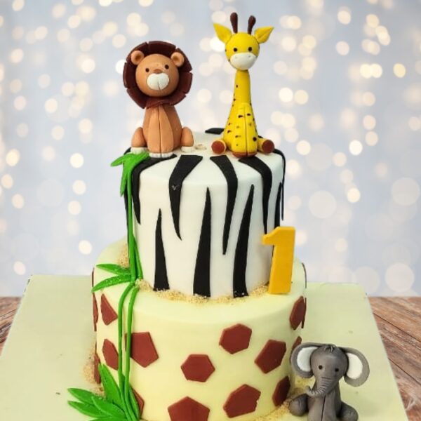 Cute Animals Kids Birthday Cake 3 Kg with charming cartoon-style animal designs