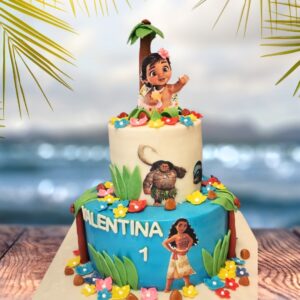 Moana themed 3 Kg Girls Birthday Cake with tropical island and ocean designs