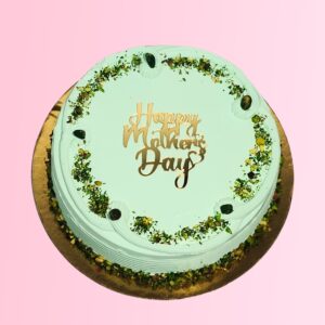 Perfect Pista Mother's Day Cake 1 Kg with green hues and Mother's Day decorations.