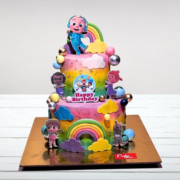 "5 Kg Cocomelon Kids First Birthday Cake with colorful Cocomelon decorations, perfect for a joyful and memorable first birthday celebration."