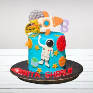 Amazing Astronaut Birthday Cake 1 Kg with astronaut figure, space-themed decorations, and starry galaxy design