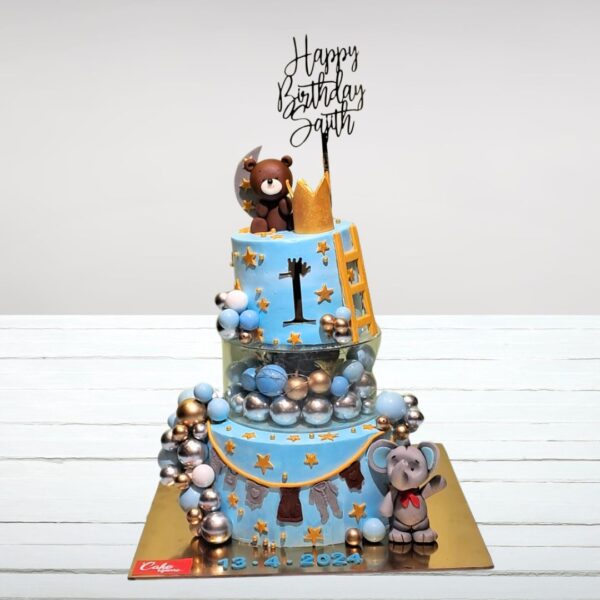 Beautiful Teddy with Spacer Birthday Cake 5 Kg by Cake Square Chennai Online Cake Bakeries in Chennai