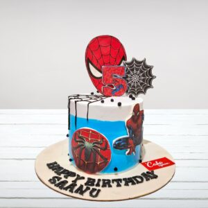 Best Creamy Spider verse theme cake 1 Kg. Into the Spider-Verse themed cake with multiple Spider-People designs and comic-style decorations